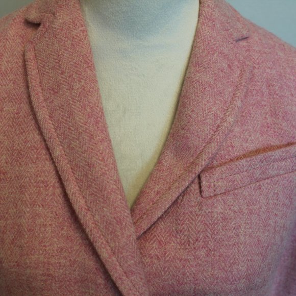 Talbots Pink Shetland Herringbone Wool Blend Two Button Blazer, SZ 4P - Picture 9 of 12